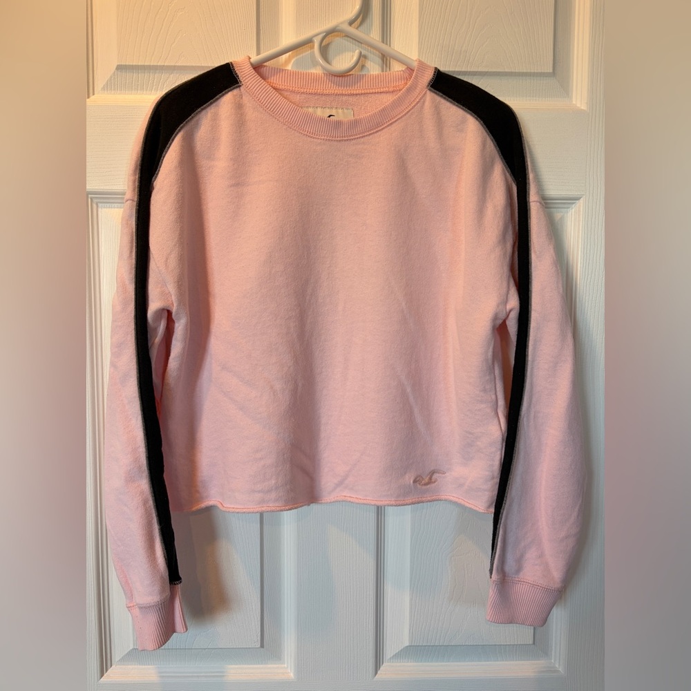 Hollister Baby Pink and Black Crewneck Sweatshirt (Size S)
